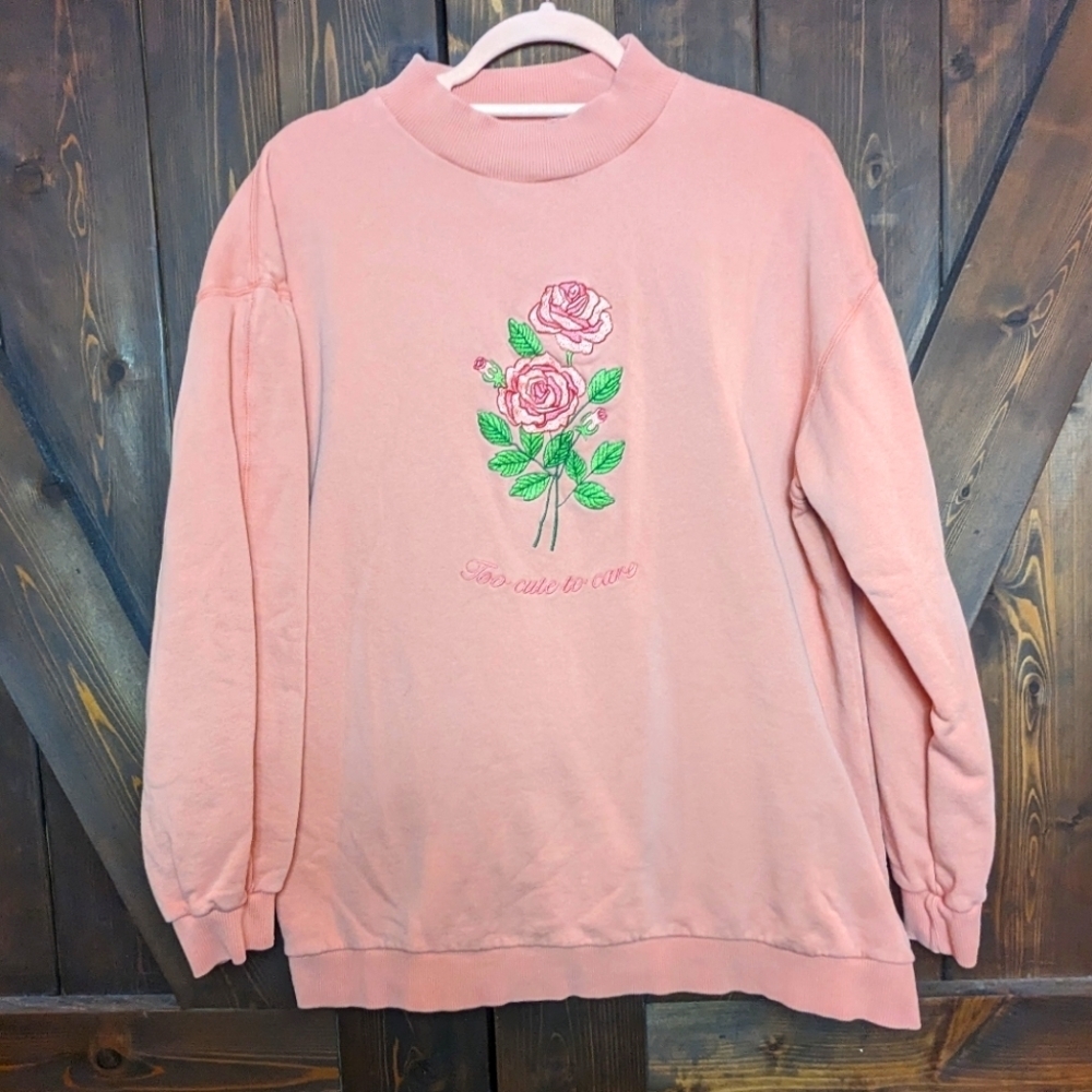 Minga London Womens Peach Too Cute To Care Oversized High Neck Sweater M/L